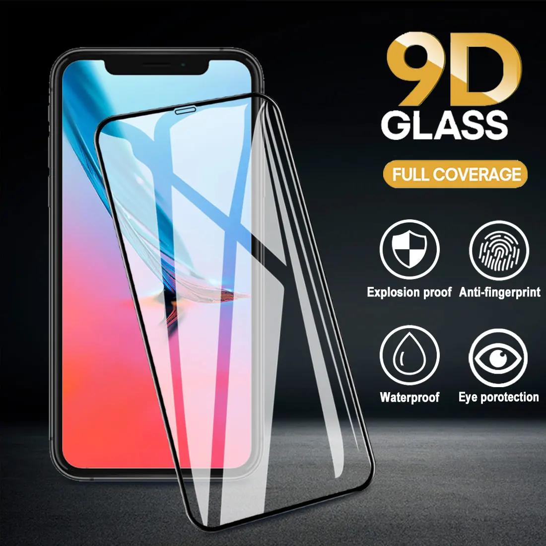 

9D Tempered Glass Ultra thin For iPhone 6 6s 6 plus7 7Plus 8 8Plus X XS XR XsMax 11pro Full Cover anti-scratch Screen Protector