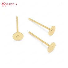 30596-G) 100 шт размер ручки 4 мм 24K золото цвет латунь и сталь иглы плоские гвоздики серьги ювелирные изделия изготовление поставки Diy аксессуары