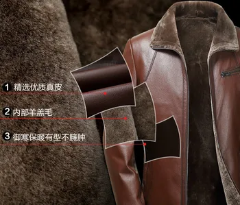 

Genuine Leather Jacket Men Winter Real Fur Coat Shearling Jackets 100% Sheepskin Coat Veste Cuir Homme KS-1588 KJ3851