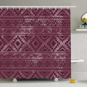 

Shower Curtain Set with Hooks 72x72 Geometric Pattern African Drawing Purple Watercolor Texture Colorful Abstract Artistic