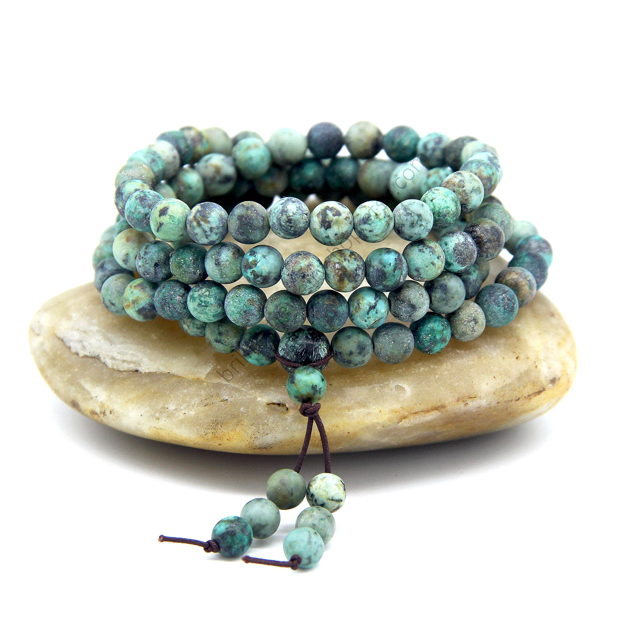 KALIFANO | Howlite Turquoise 6mm Triple Wrap Gemstone Elastic Bracelet