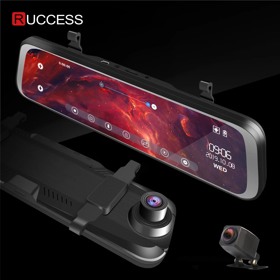 RUCCESS DVR зеркало заднего вида рекордер двойной объектив Автомобильный видеорегистратор Full HD 1080P gps видеорегистратор 10 RUCCESS DVR зеркало заднего вида рекордер двойной объектив Автомобильный видеорегистратор Full HD 1080P gps видеорегистратор 10