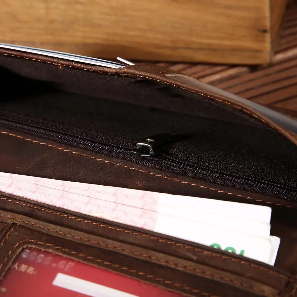 Мужской кошелек из натуральной кожи, Длинные Стильные многофункциональные кошельки, кошелек Crzay Horse, кожаный мужской клатч, держатель для карт, сумочка для монет