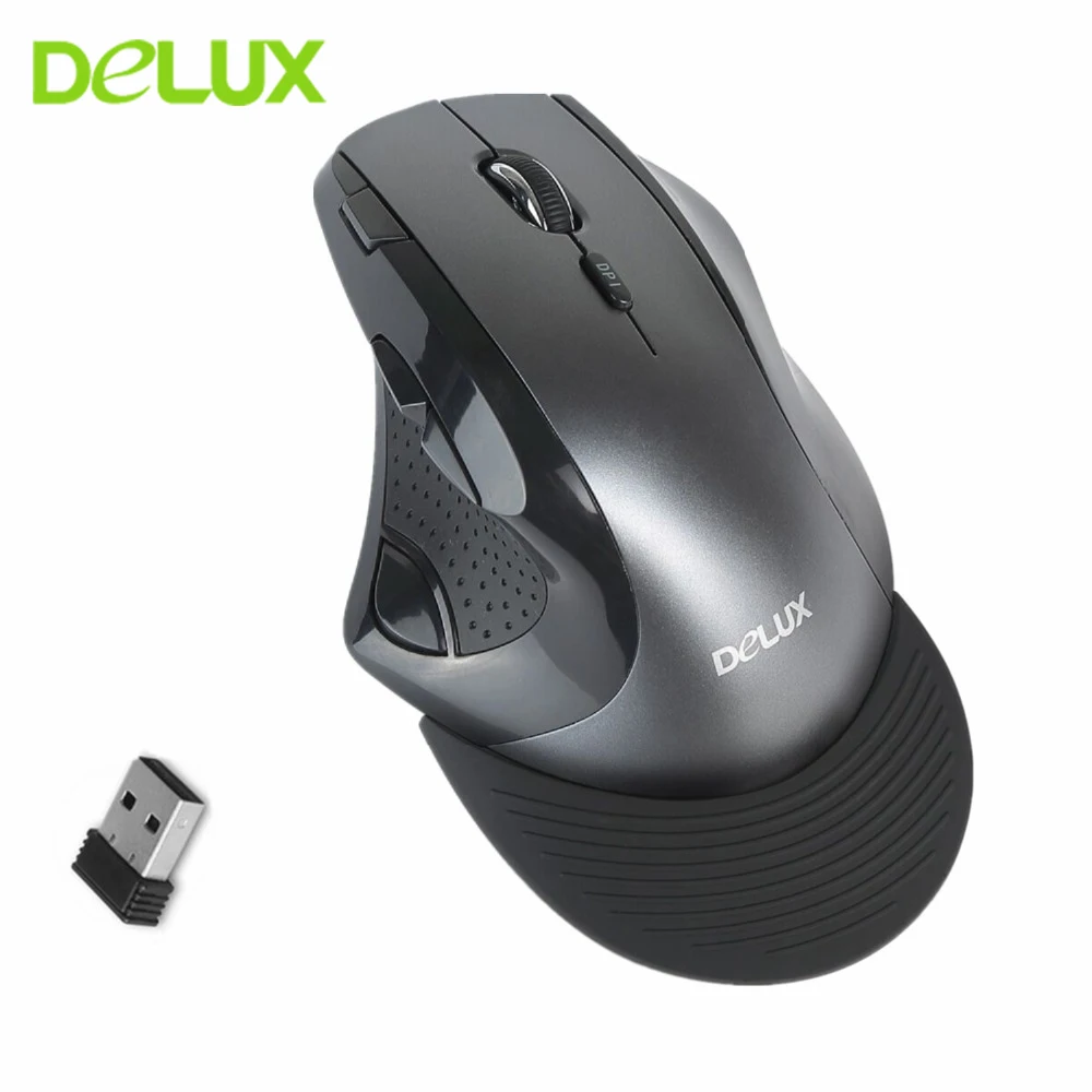 Delux M910 Беспроводной вертикальный Мышь эргономичный 2,4 г 800/1200/1600/2400 Точек на дюйм регулируемый 9 кнопок с Съемный Упор для рук для ПК