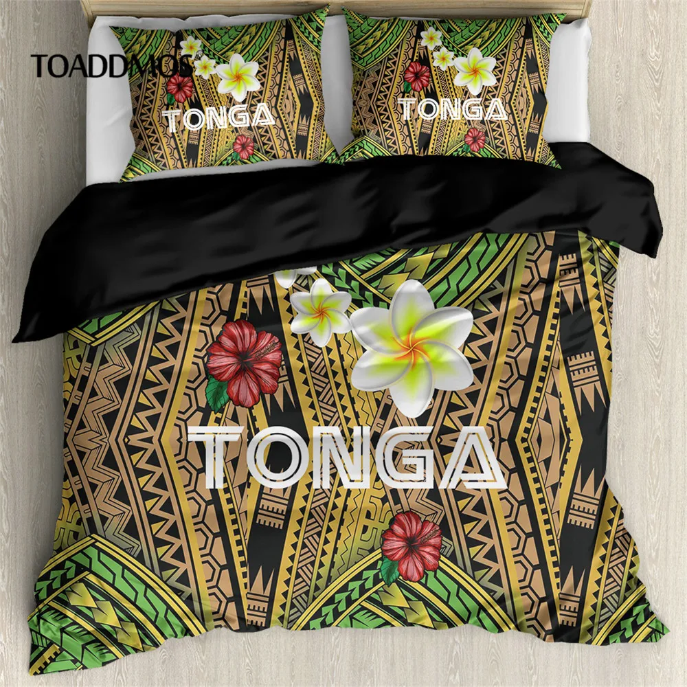 

TOADDMOS Trendy Bedding Set 3Pcs/Set Traditional Polynesian Tribe Tonga Design Pattern Bed Pillowcase & Duvet Cover Sets Soft