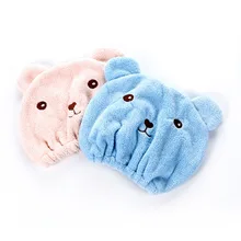 Носки с рисунком медведя из мультика толстый коралловый бархат детские сухих волос Кепки сверхпрочная впитывающий Быстросохнущий головной платок толстые абсорбирующий душ для ванной комнаты Кепки