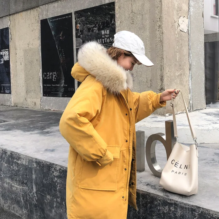 

Off Season Dongdaemun Mid-length down Jacket Cotton-padded Clothes Women's 19 down Coat Very Fairy Cotton-padded Jacket Coat Win