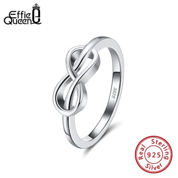

Effie Queen Pure 925 Sterling Silver Ring Infinity Sign Twisted Rings for Girl 3 Layers Rhodium Plated Fine Jewelry Gift SR239