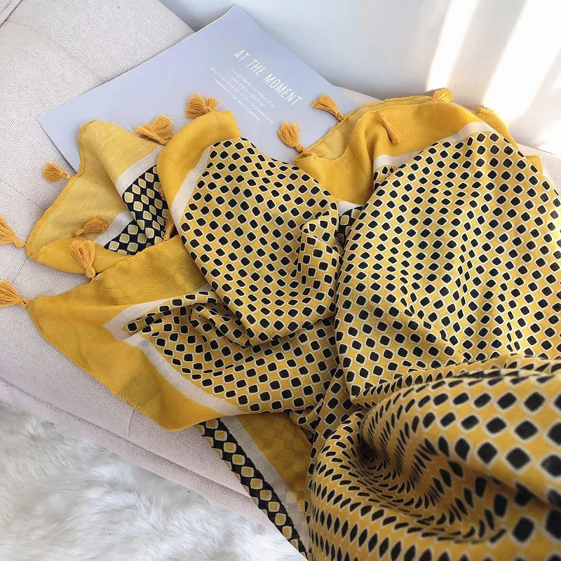Женская испанская мода петля плед кистовидная вискоза шаль шарф осень зима теплый толстый пашминовый палантин мусульманский хиджаб Sjaal 180*100 см - Цвет: 2