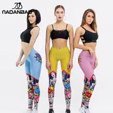 NADANBAO тренировки обтягивающие женские леггинсы для фитнеса картонный принт тонкие бриджи для бега хип пуш-ап леггинсы Femme карандаш брюки