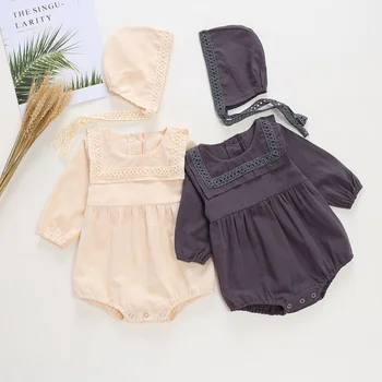 

Baby Girls Clothes With Hat Summer Sunsuit Plaid Print Princess Rompers+Sun Hat Brief Set Infant Outfit Jumpsuit Clothes1