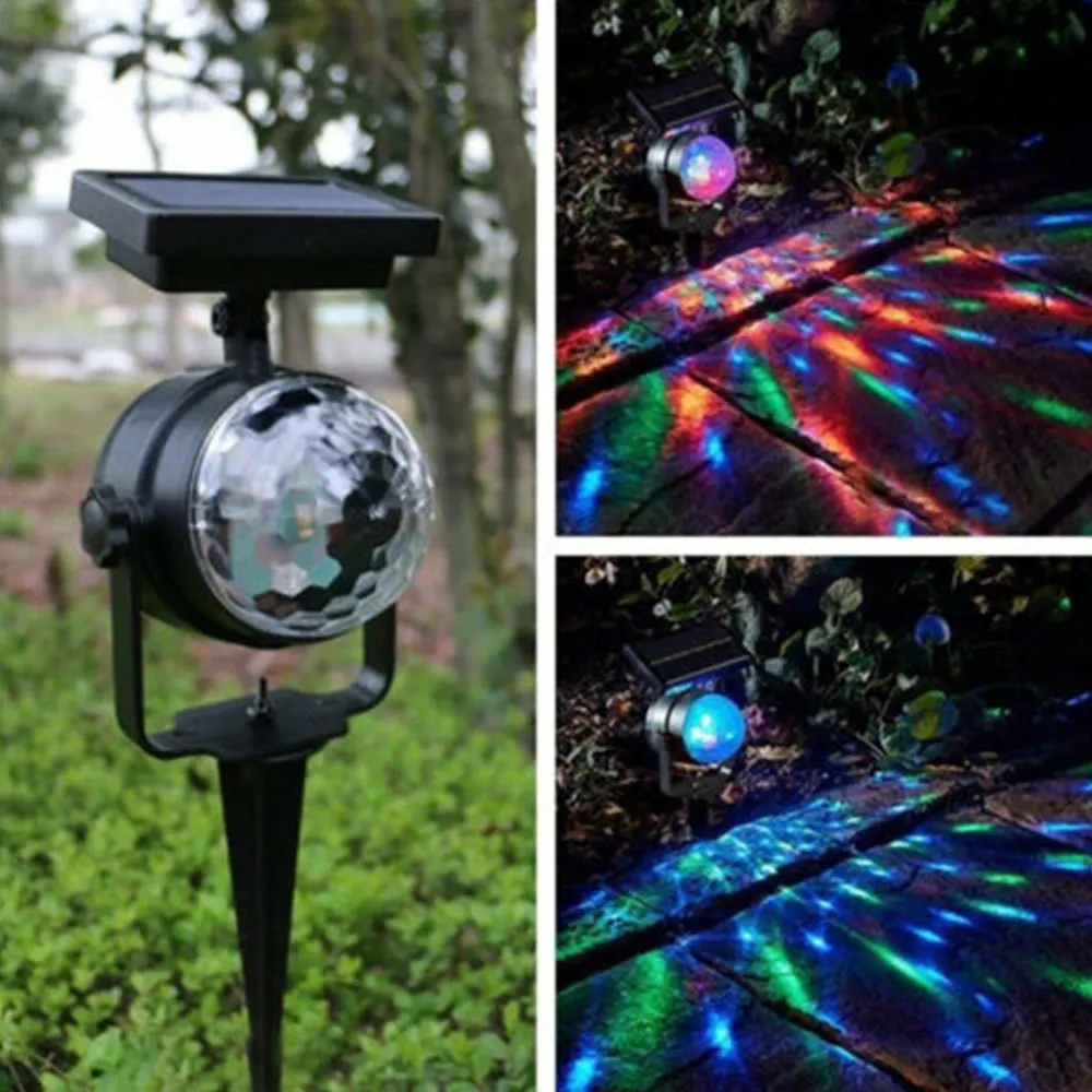 

Outdoor New Solar Rotating LED Projection Light Garden Lawn Lamp Bulb Colorful Light
