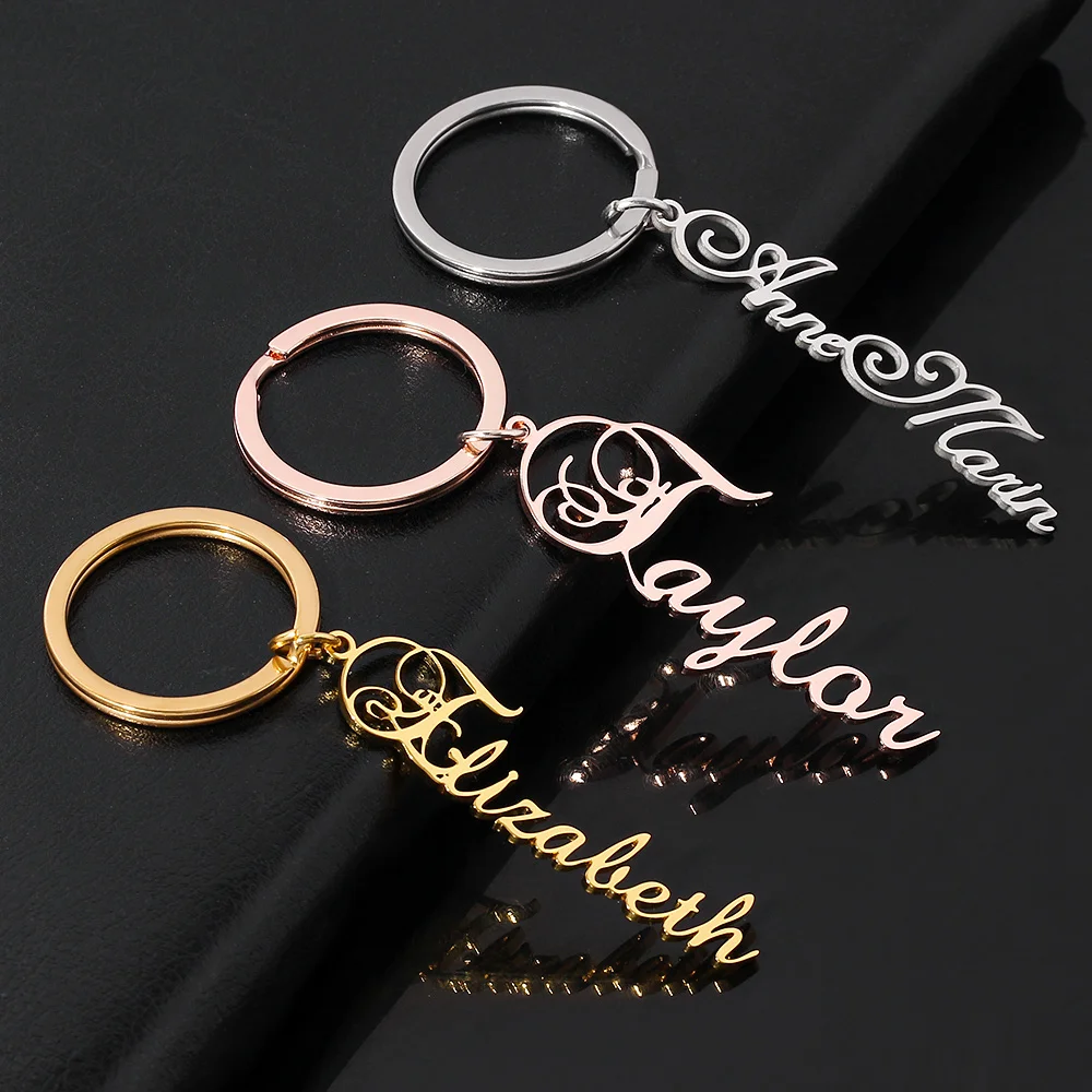 

Personalized Customized Name Keychains Stainless Steel Gold Nameplate Key Rings Women Men Unique Valentine Gifts Drop Ship