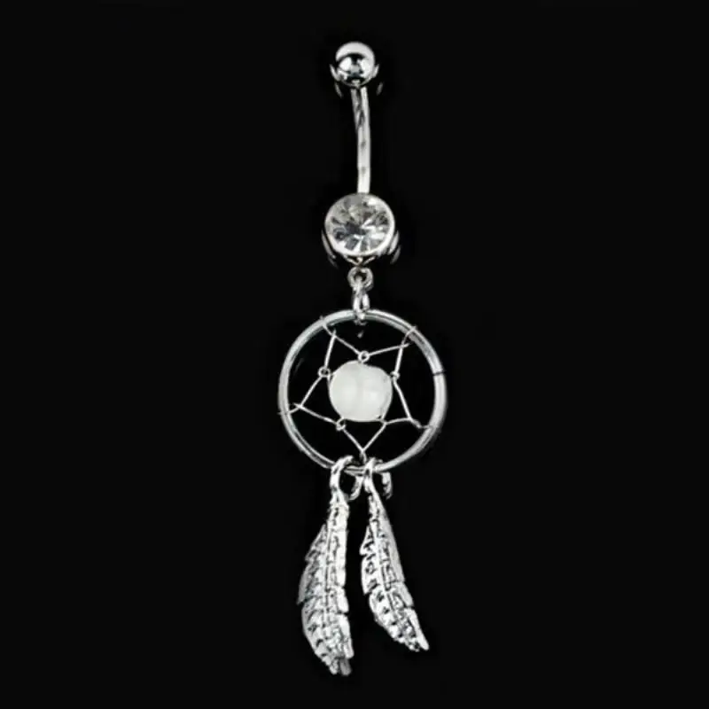 1pcs Colorful Crystal 3 Styles Dangle Stainless Steel Dream Catcher Belly Button Ring navel piercing jewelry