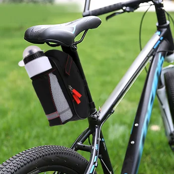 

Water Bottle Pouch Accessories Mesh Portable Bicycle Saddle Bag Double Zipper Reflective Stripe Outdoor Riding Large Capacity