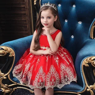 Осень и Новинка зимы Стиль для девочек для выступлений, модных костюм для детей платье принцессы с цветочным рисунком, платье-пачка друзей невесты