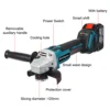 Drillpro 125MM Brushless Electric Angle Grinder 4 Speed Cutting Machine Power Tool +Lithium-Ion Battery For Makita 18V Battery 4