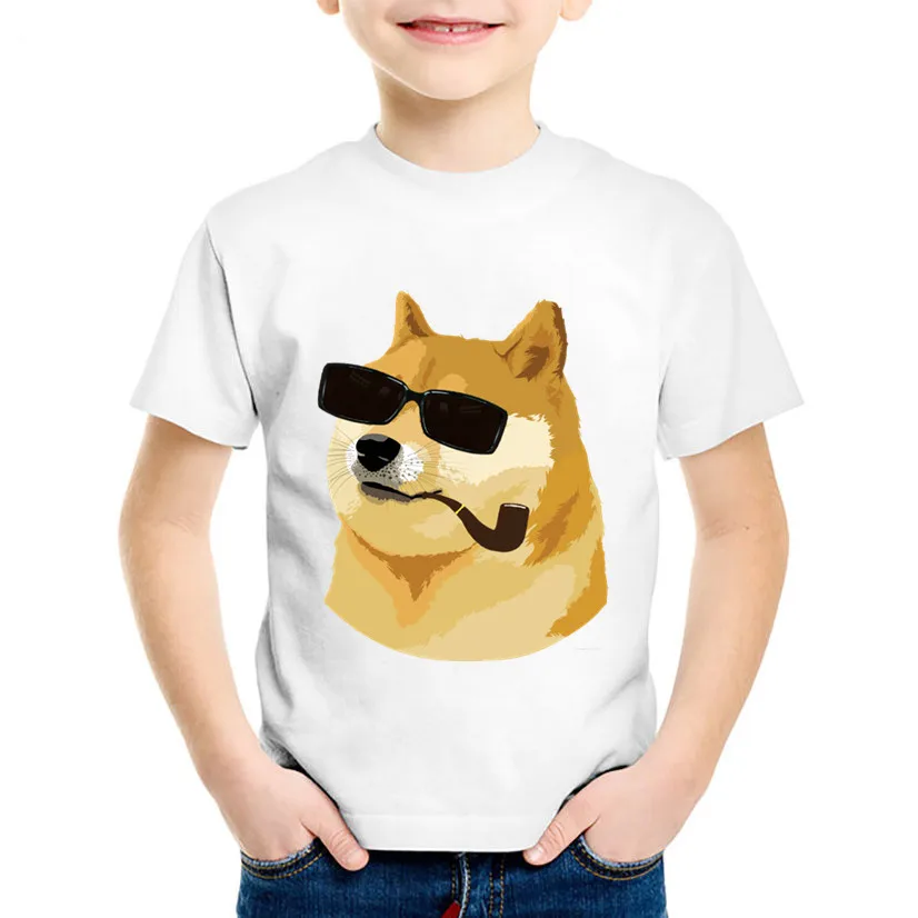 Модный принт Doge Deus God Dog/shiba Inu Детские Забавные футболки Детская летняя футболка