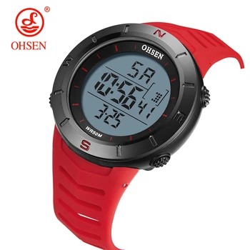 

NEW OHSEN Digital Military Sports Watches Men Alarm 50M Waterproof LED Light Shock Red Fashion Wristwatches Relogio Masculino