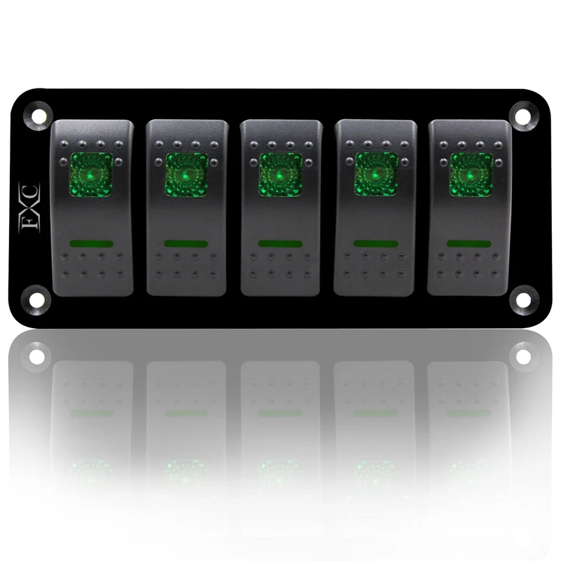 12 V-24 V 5 Gang green кулисный переключатель Панель автомат защити цепи лодка морской Водонепроницаемый
