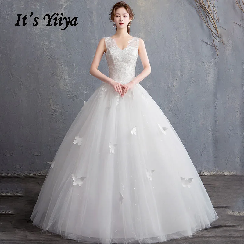 Элегантные белые свадебные платья It's Yiiya AR685 с v образным вырезом Vestidos De Novia