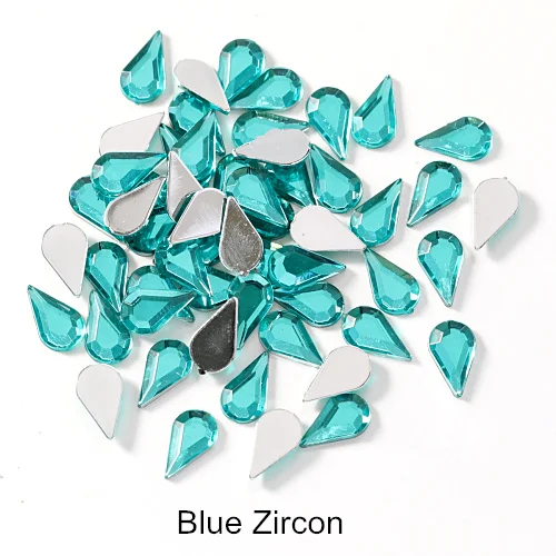 100 шт 6x10 мм каплевидные Стразы для дизайна ногтей Акриловые стразы для маникюра H1027 - Цвет: Blue Zircon