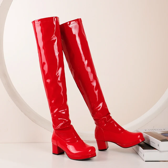 Orange Oversized Patent Leather Thick 
