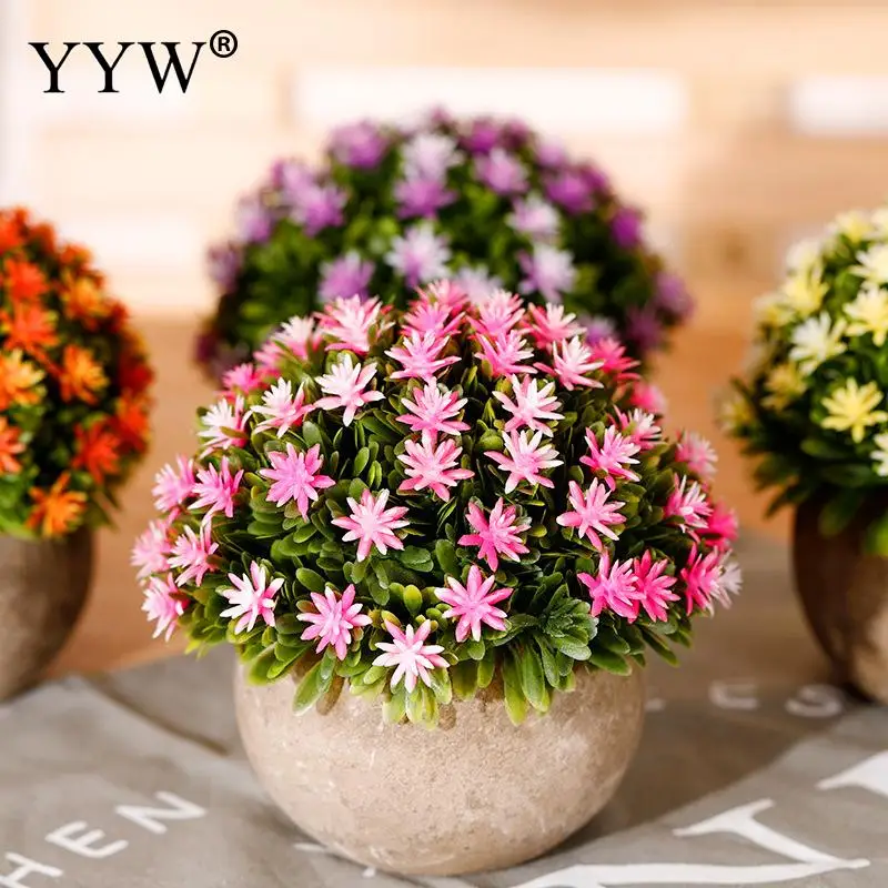 Artificial Plants Flower Bonsai Small Tree Pot Plants Fake Flowers Potted Ornaments For Home Decoration Hotel Garden Table Decor