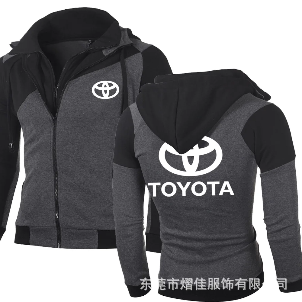 Мужская толстовка с логотипом TOYOTA повседневная куртка двойной молнией хлопковое