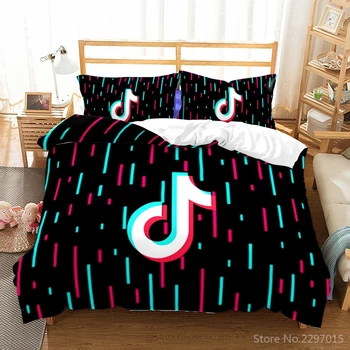 

Popular TikTok Printed 3d Bedding Set Bed Linen Bedclothes Duvet Cover Set with Pillowcase Twin Full Queen King Bed Cover Set