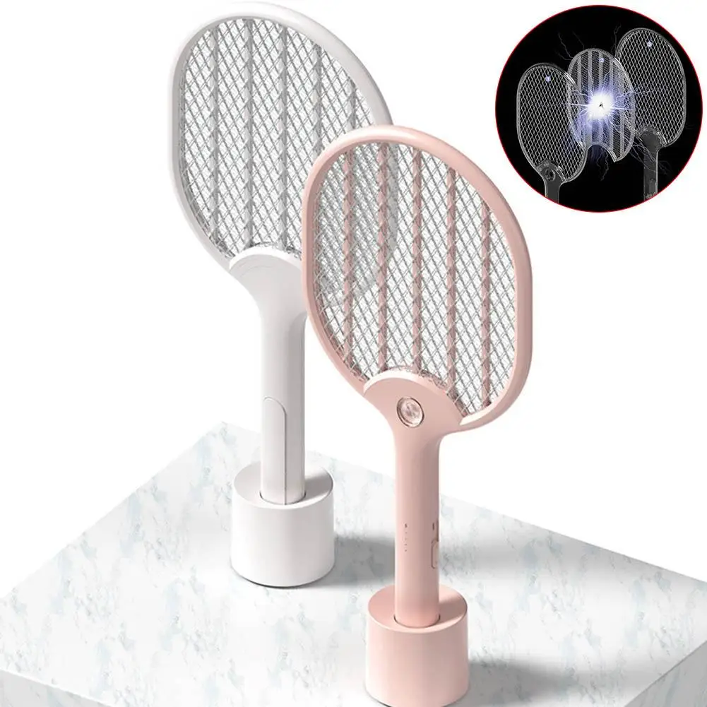 

Rechargeable Handheld LED Light USB Electric Mosquito Fly Pests Swatter Racket
