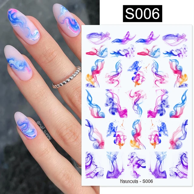 Black White Butterfly 3D Nails Sticker Geometry Decals Flower Gold DIY Decals Designs For Nail Art Manicures Decorations Salon S006