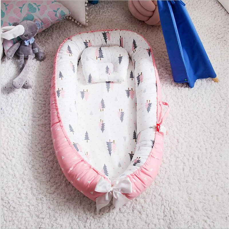Портативное детское гнездо, хлопковая бионическая кровать, моющаяся детская кровать, дорожная кроватка, кровать с бампером, матрас для новорожденных