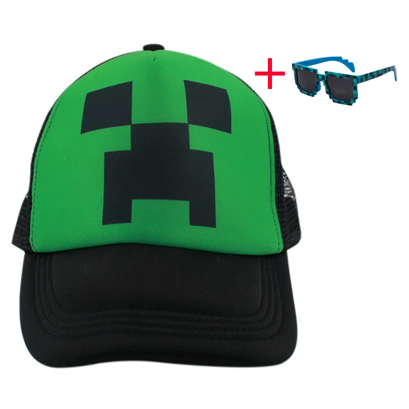 

2019 black Minecraft Cap Kids Teenage Summer Sun Hats Caps Cartoon My World Baseball Snapback Hats Children's Birthday Gift