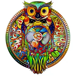Nova arte colorida de madeira jigsaw único arco íris coruja em forma quebra cabeças 100 200 300 peças adolescente crianças presente aniversário brinquedo atacado