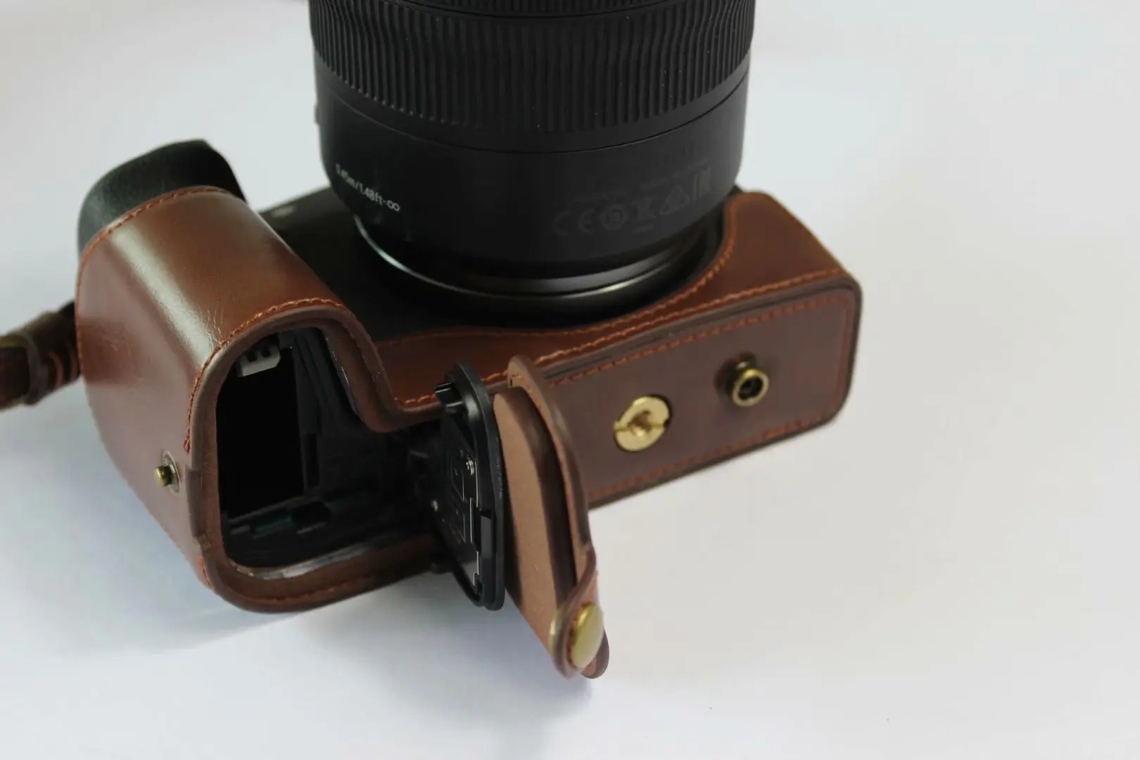 Pu Leather Camera Case Bag For Canon EOSR EOSRP RP R 24-105-45mm Lens Openning Bottom Cover With Strap Mini Pouch Wrist strap