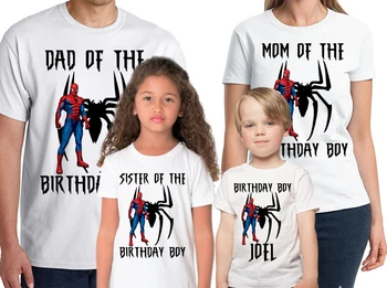 

Spiderman Birthday Shirt Spider-Man Family Set T-Shirt Family Matching Outfits, Customized with Any Name and Age