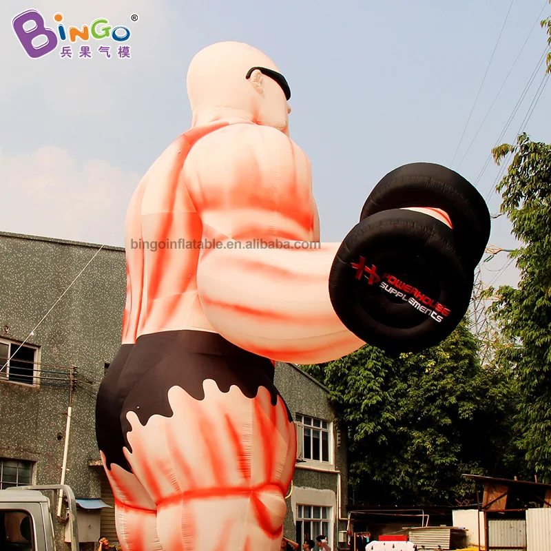 EXQUISITE CRAFTS 10mh inflatable muscular man cartoon inflating personalized advert LOGO for gym strong guy decoration balloon