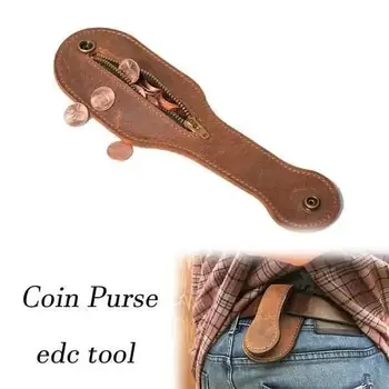 

Rustic Durable Thick Vintage Polish Style Wallet Bourbon Brown EASYANT Mini Leather Coin Purse Outdoor Men EDC Multi Tool