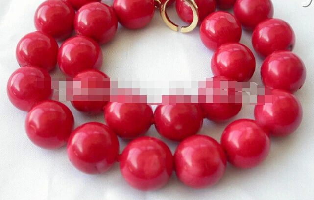 924 +++Amazing WOW big 16MM ROUND natural RED CORAL BEADS necklace 14K clasp | Украшения и аксессуары