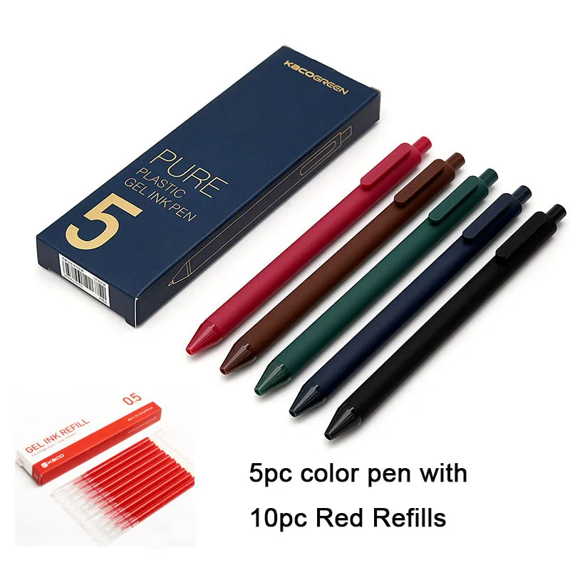 Xiao mi KACO Sign Pen, mi пластиковая гелевая чернильная ручка, цветная/черная чернильная ручка, 0,5 мм, долговечная ручка mi Signing, канцелярские принадлежности - Цвет: Pen Add Red Refill