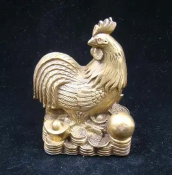 

Collectible Handmade Carving Statue Figurine Brass Chinese Zodiac Rooster
