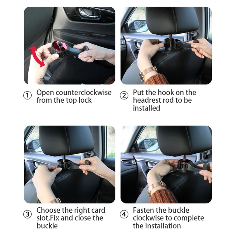 2 in 1 Car Headrest Hook Foldble Clips with Phone Holder Seat Back Hanger for Bag Handbag Purse Grocery Cloth Organizer 9 colors