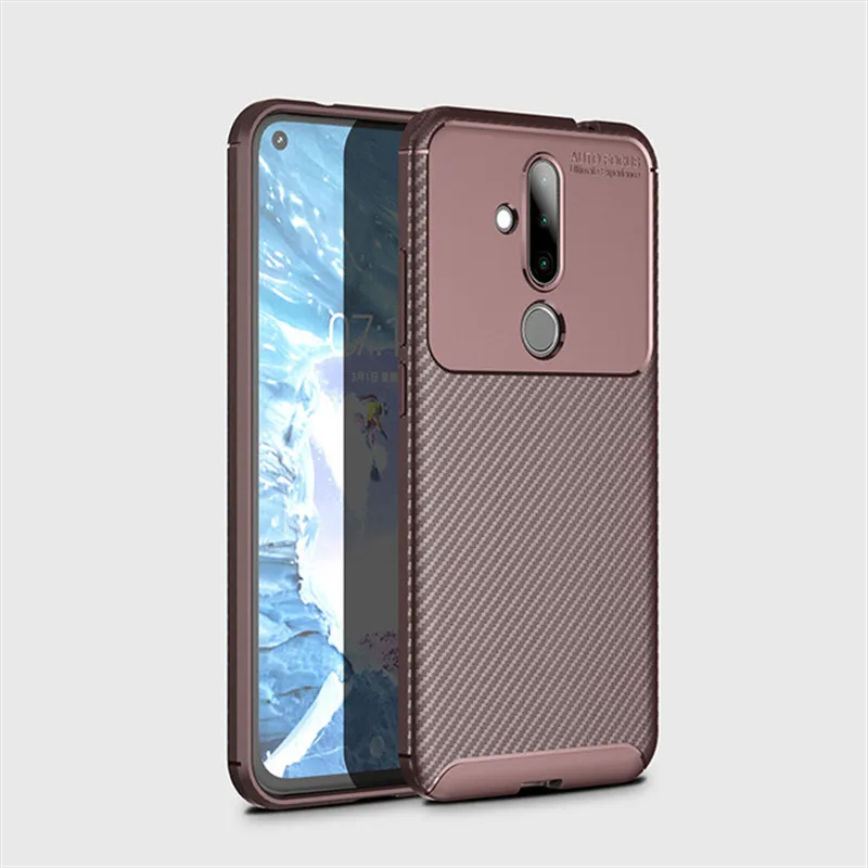 Современная углеродная чехлы для мобильного телефона для Nokia 2,1 3,1 5,1 7,1 6,1 плюс Чехол X3 X5 X7 4,2 3,2 2,2 9 Pureview чехол защитный чехол из силикона - Цвет: Brown