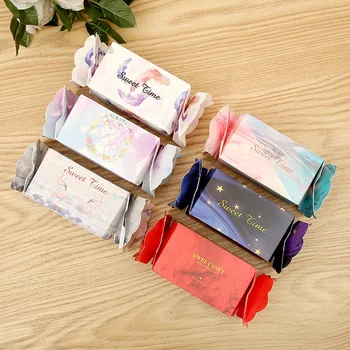 

Cute shape candy box 100pcs Happy candy box packaging creative flower box 250g white card printing small square happy candy box