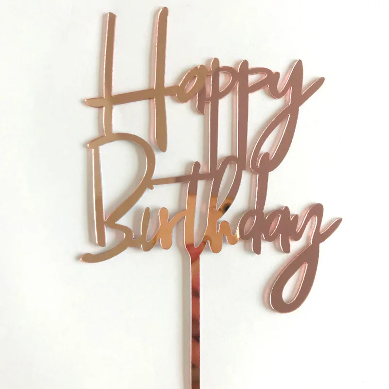 Cake Topper 10pcs Happy Birthday Acrylic Gold Mirror Cupcake Topper For Kids Birthday Party