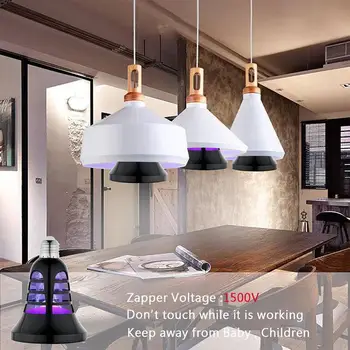 

Fashion Mosquito Light E27/E26 Electric Flying Insects Voiceless Mosquito Bulb Electric Fly Zapper 2in1 Black Pest Bug UV Lamp