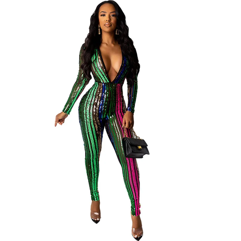 colorful sequin jumpsuit