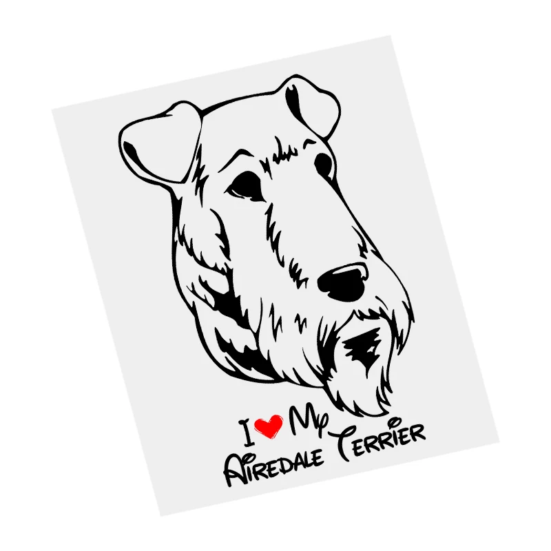 

S61416 # I Love My Airedale Terrier Dog Black Transparent Car Sticker Vinyl Decal Waterproof Decors for Motorcycle Bumper Laptop