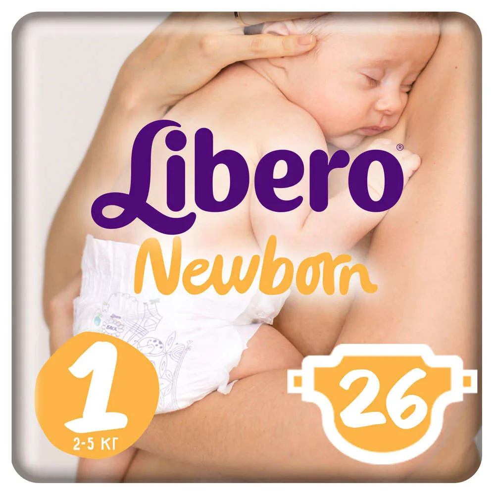 Подгузники Libero Newborn 1, для новорожденных, 2-5 кг, 26 шт